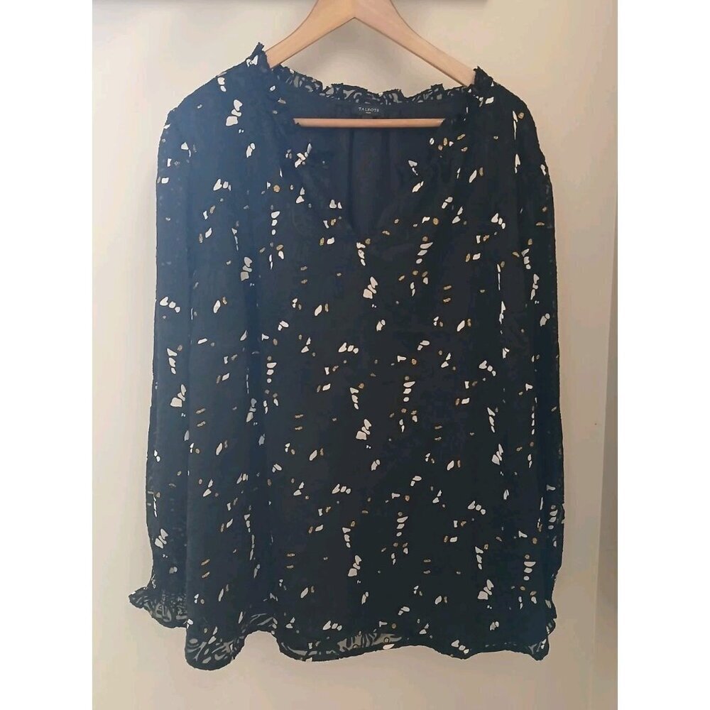 Talbots Plus Burnout‎ Velvet Popover Top
